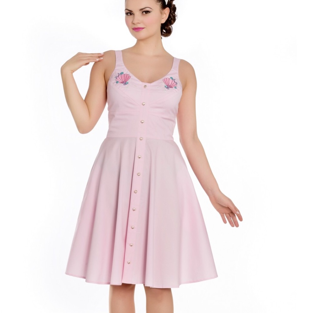Hell bunny mermaid seashell - pink pin up dress s